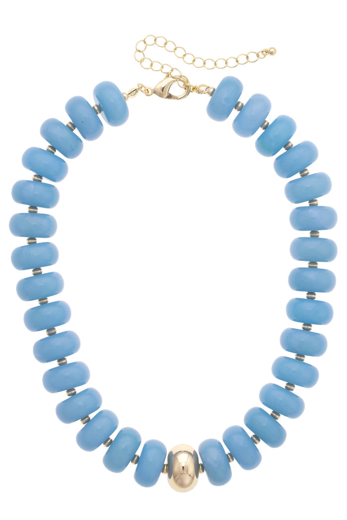 San Sebastian Beaded Resin Necklace: Light Blue