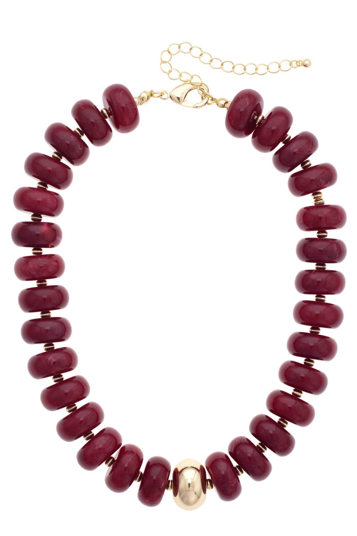 San Sebastian Beaded Resin Necklace: Maroon