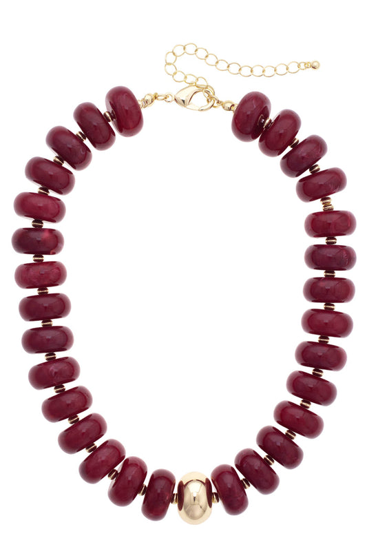 San Sebastian Beaded Resin Necklace: Maroon
