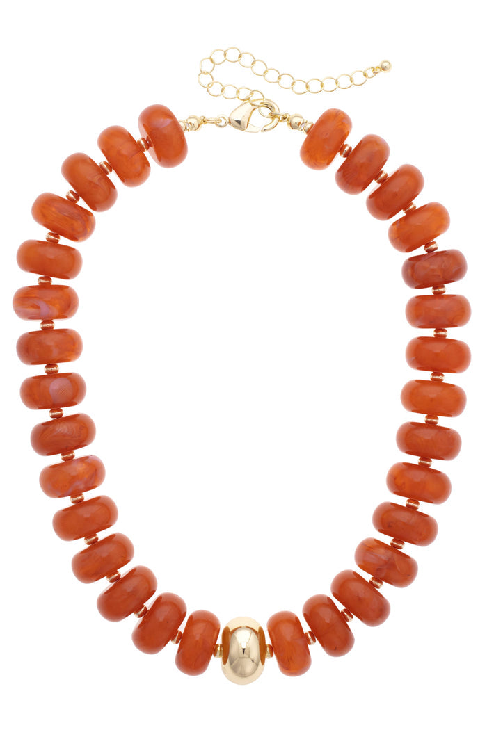 San Sebastian Beaded Resin Necklace: Maroon