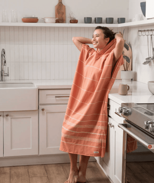 Sand Cloud | Classic Stripe Hooded Poncho - Dusty Pink - Aesthetics By Kell