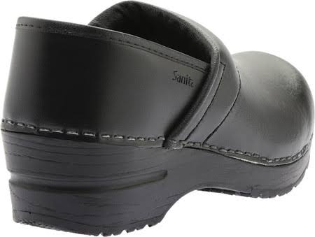 Sanita Black PU Coated Leather Shoes