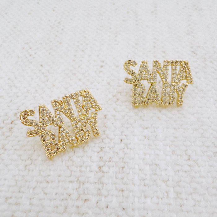 Ellison+Young Santa Baby crystal stud earrings with festive holiday design, sparkling jewelry perfect for seasonal accessories.