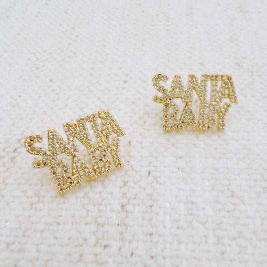 Ellison+Young Santa Baby crystal stud earrings with festive holiday design, sparkling jewelry perfect for seasonal accessories.