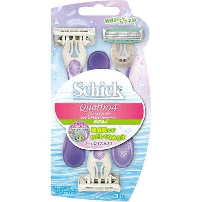 Schick Quattro 4 Dispo For Women, For Sensitive Skin 3 pcs