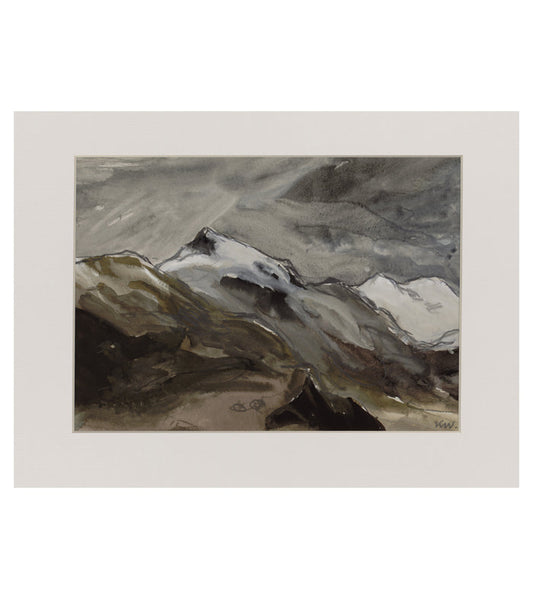 Snow on Snowdon [between 1970 and 1990] - Sir Kyffin Williams Mounted Print