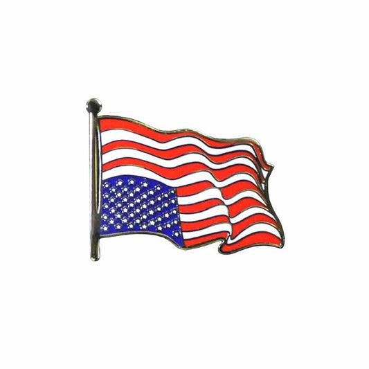 UPSIDE DOWN American flag lapel pin on a white background