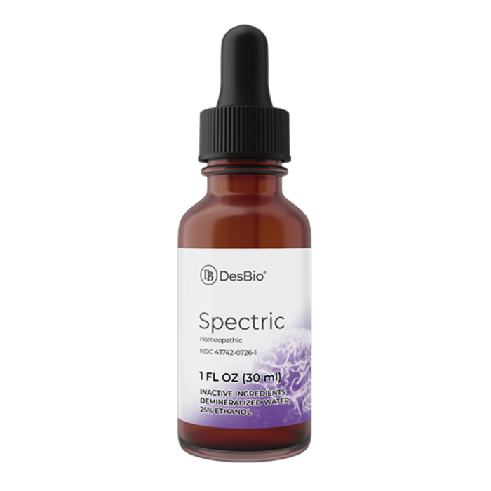 Spectric is for the temporary relief of symptoms including agitation, angry outburst, repetitive behaviors, emotional support, indifferent to human reaction, precocity, and lack of empathy.