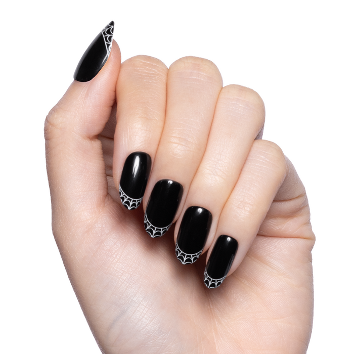 Spiderweb French | Medium | Oval - Tab Press-On