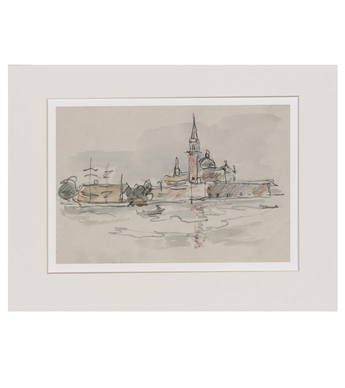 St Mark's Square from the Lagoon - Sir Kyffin Williams Mounted Print