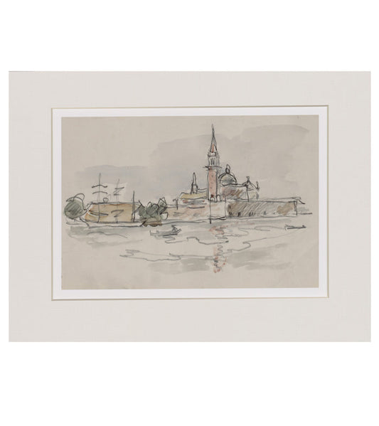 St Mark's Square from the Lagoon - Sir Kyffin Williams Mounted Print