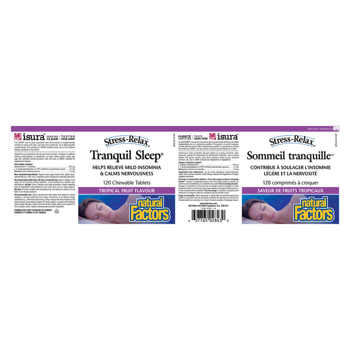 Natural Factors Stress-Relax Tranquil Sleep (Tropical Fruit Flavour) Label