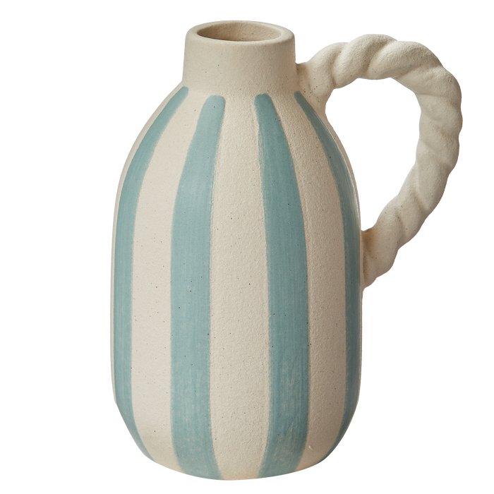 Stripe Vase Large Blue Multi Stoneware