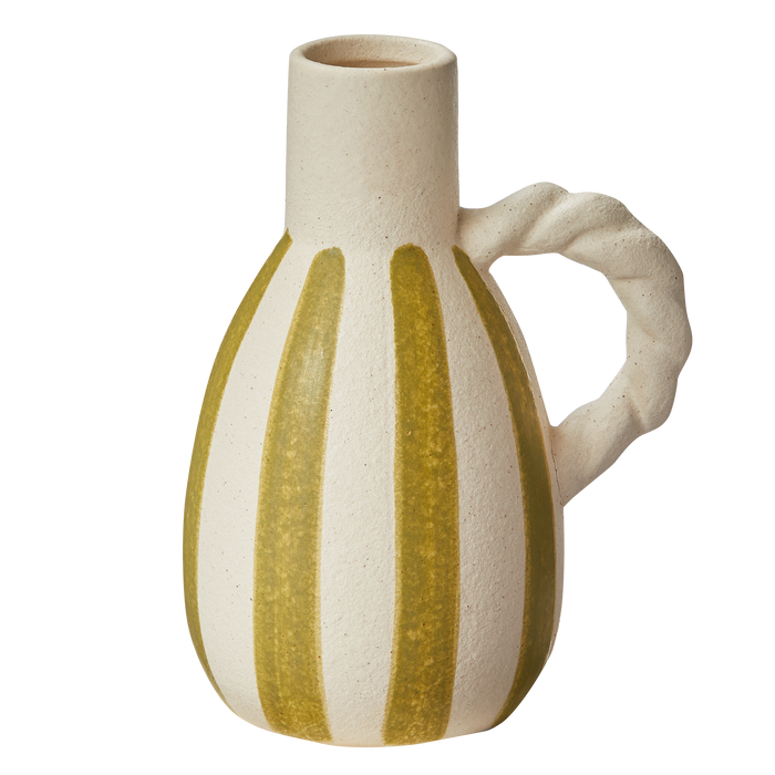 Stripe Vase Small Green Multi Stoneware