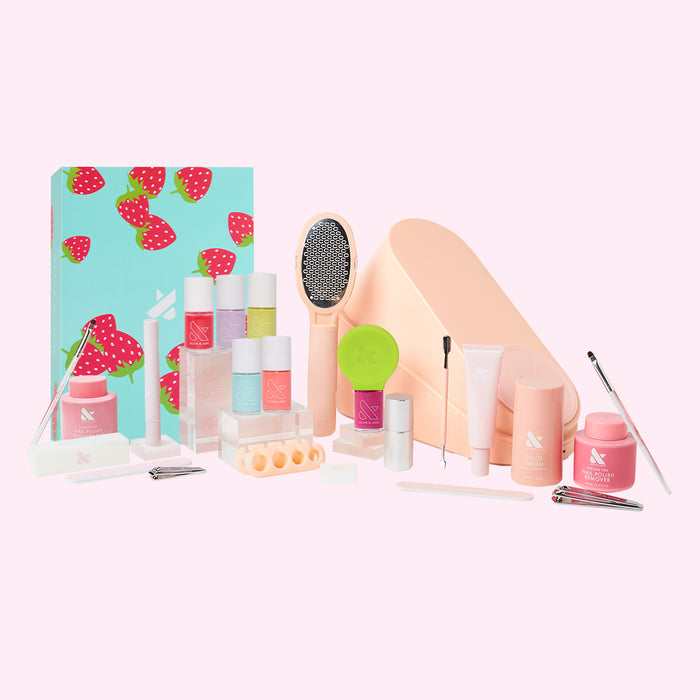 The Spring Complete System + Spring Polishes with nail care tools and polish for easy at home manicure and pedicure sessions