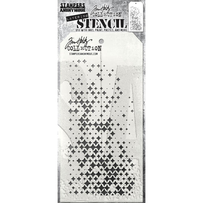 Tim Holtz - Layered Stencil - 4.125"X8.5" - Sparkle Fade. Available at Embellish Away located in Bowmanville Ontario Canada.