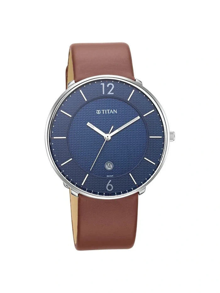 Titan Round Blue Dial Analog Watch - NR1849SL03