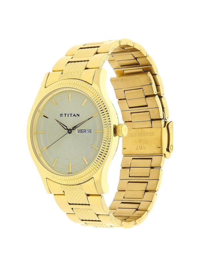 Titan Round Champagne Dial Analog Watch - NU1650YM06