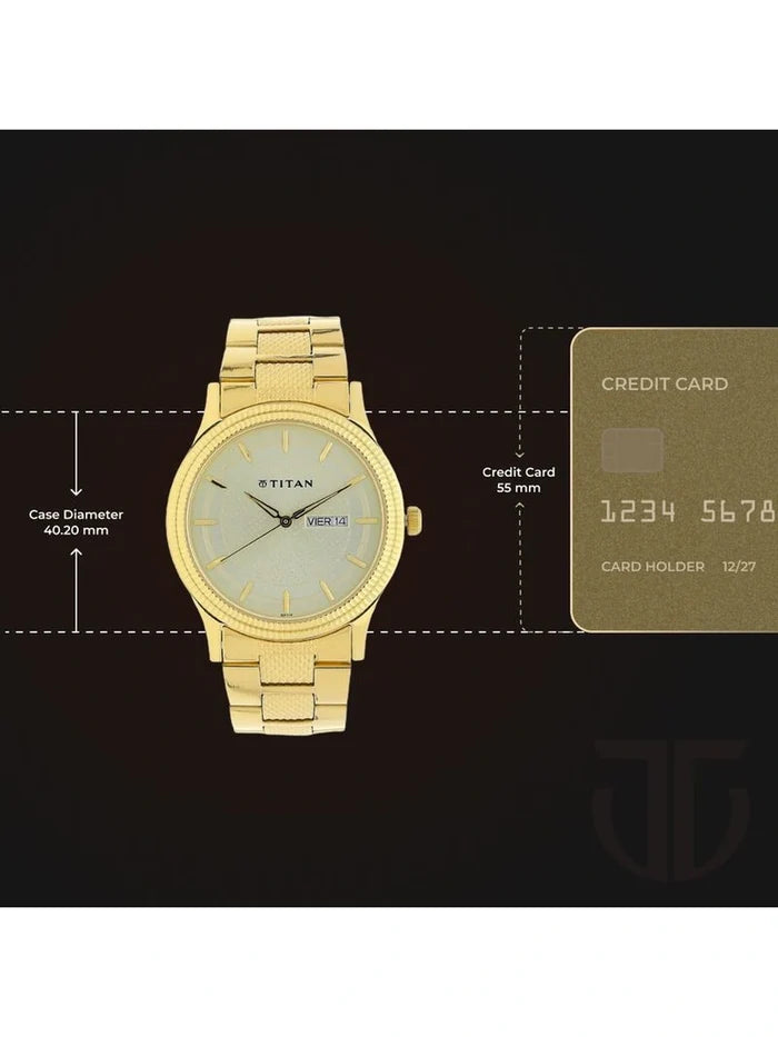 Titan Round Champagne Dial Analog Watch - NU1650YM06