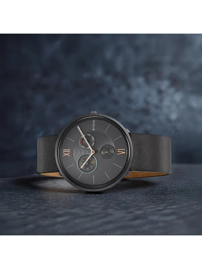 Titan Round Grey Dial Analog Watch - NU1877QL01