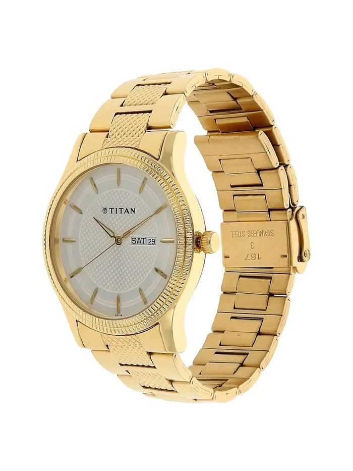 Titan Round Silver Dial Analog Watch - NU1650YM05