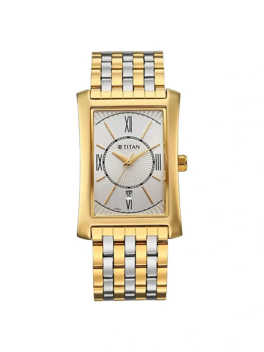 Titan Round White Dial Analog Watch - 10046BM03