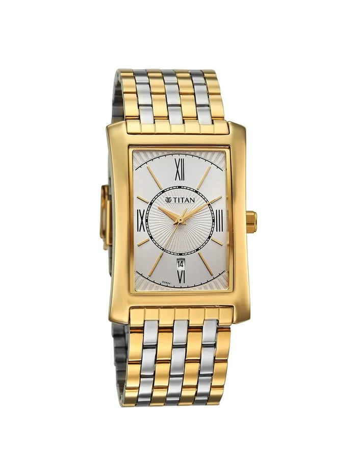 Titan Round White Dial Analog Watch - 10046BM03
