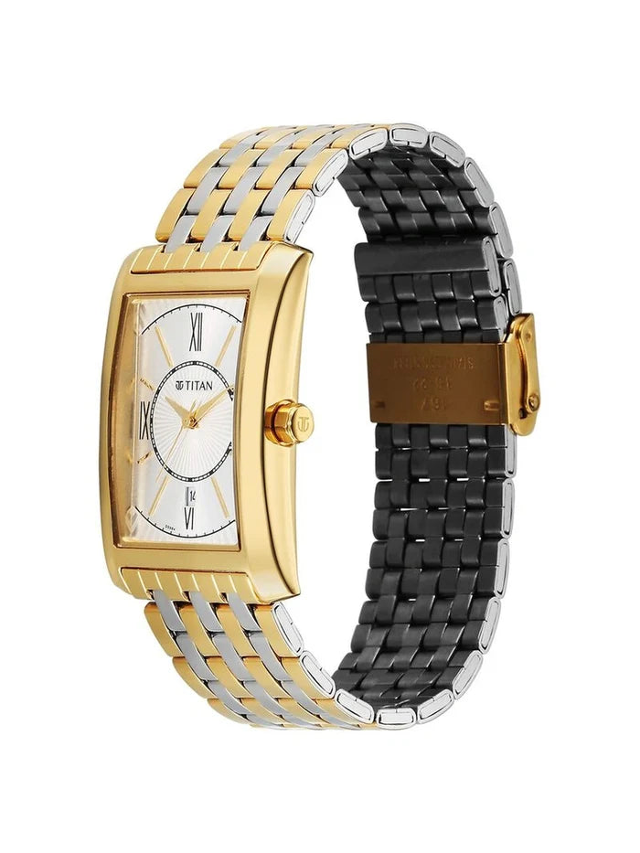 Titan Round White Dial Analog Watch - 10046BM03