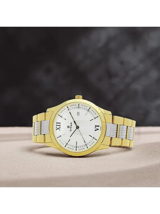 Titan Round White Dial Analog Watch - NU1739BM01