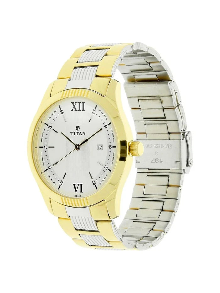 Titan Round White Dial Analog Watch - NU1739BM01