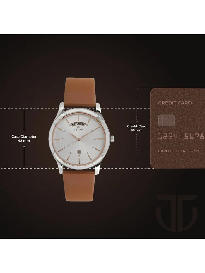 Titan Round White Dial Analog Watch - NU1767SL01