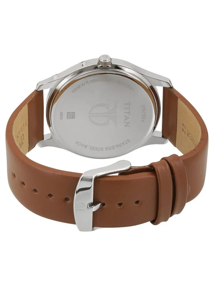 Titan Round White Dial Analog Watch - NU1767SL01