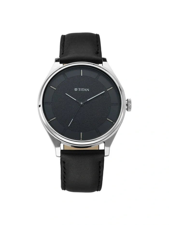 Titan Workwear Round Black Dial Analog Watch - NU1802SL11
