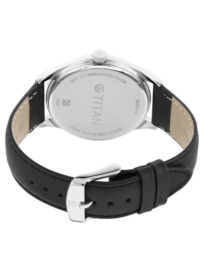 Titan Workwear Round Black Dial Analog Watch - NU1802SL11