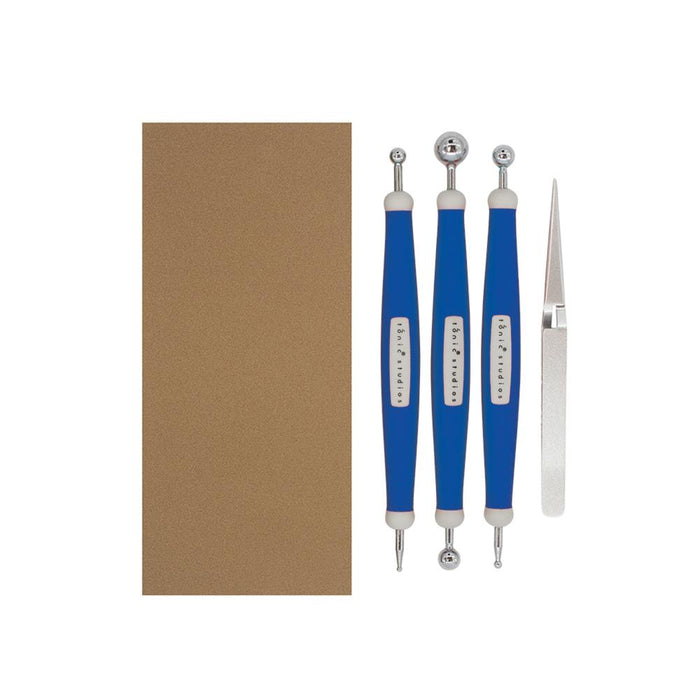 The Tonic Studios Craft Tool Set is perfect for use with floral creative dies, punches and stamp sets! The package contains large, medium and mini double-headed embossing tools, tweezer and one 6.5x3 inch embossing mat. Imported. Available at Embellish Away located in Bowmanville Ontario Canada.