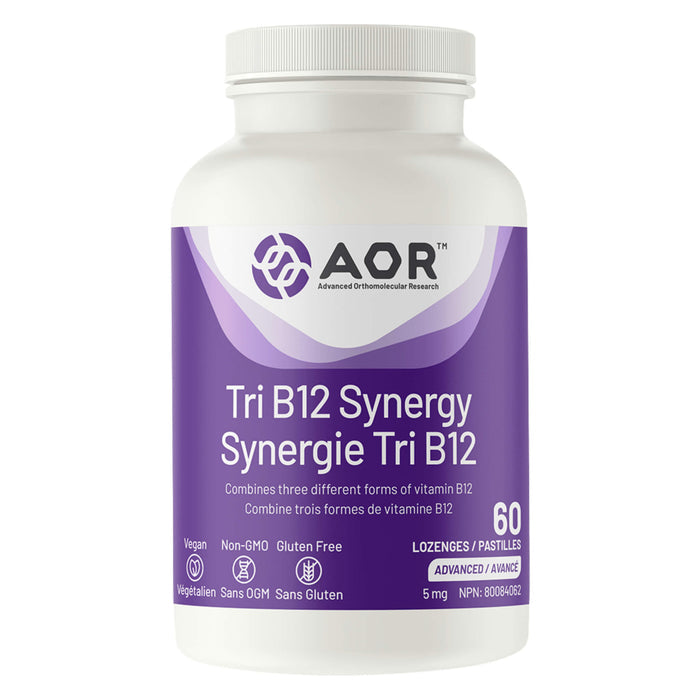 Bottle of AOR Tri-B12 Synergy 5mg 60 Lozenges