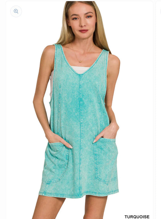 Turquoise Acid Wash Dress