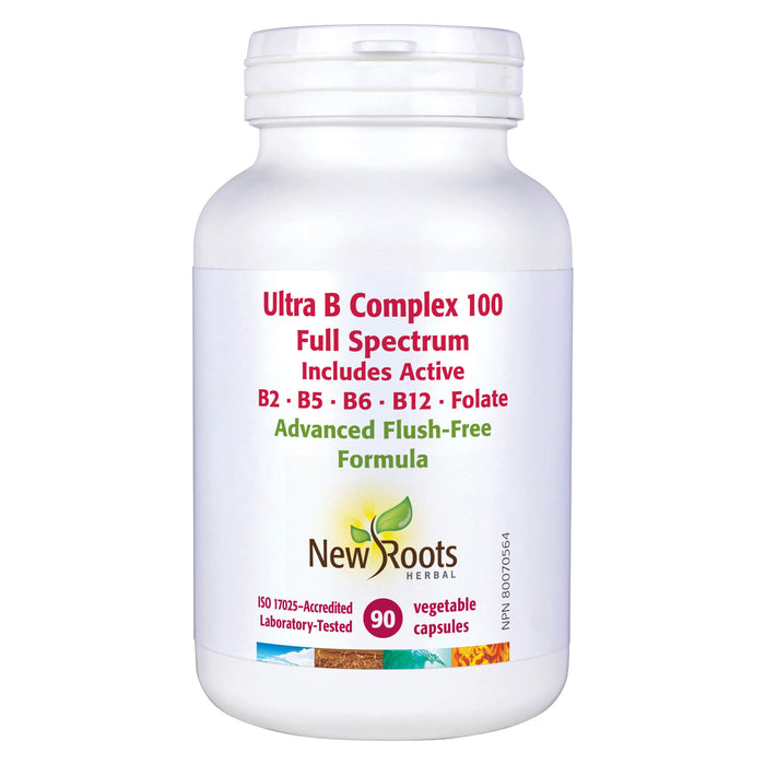 Bottle of New Roots Ultra B Complex 100 mg 90 Vegetable Capsules