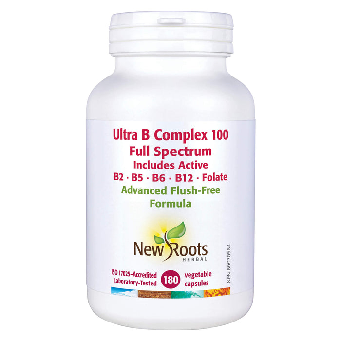Bottle of New Roots Ultra B Complex 100 mg 180 Vegetable Capsules
