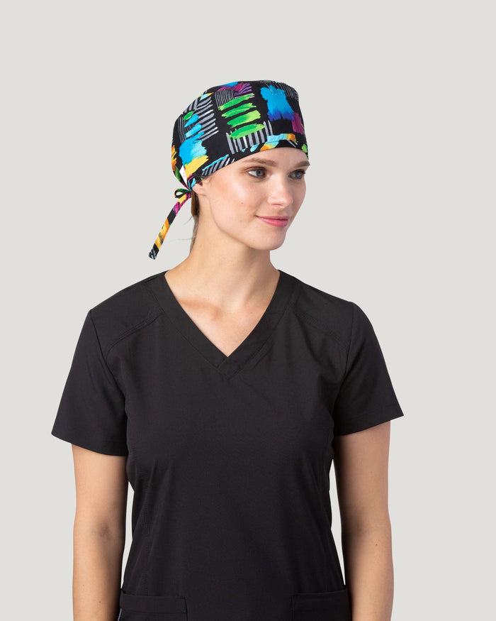 White Cross Fit Printed Scrub Cap