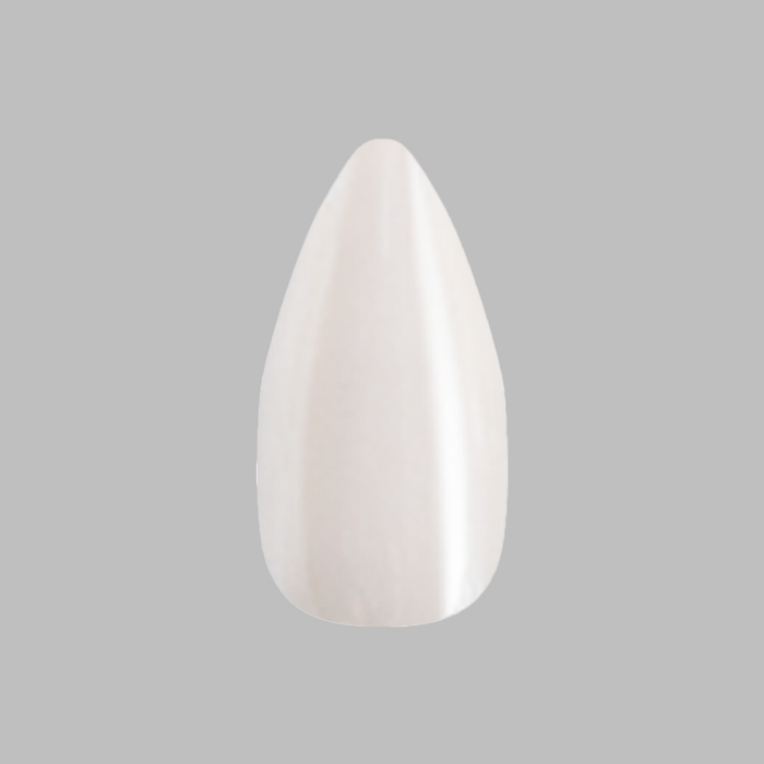 White Jelly Chrome - Press-On | Medium | Stiletto with sheer milky white and subtle chrome shimmer for easy at-home mani