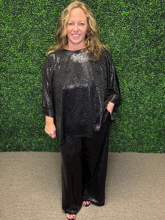 Wide Leg Animal Print Luxe Pant- Adrienne