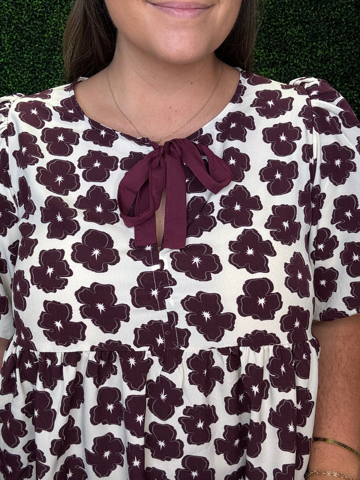 Woven peplum floral blouse