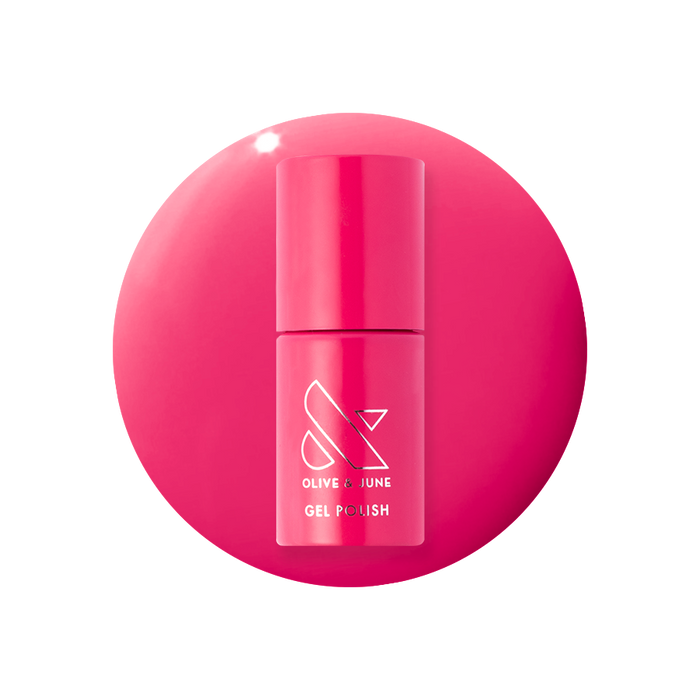 XOXO - Gel bottle in a vibrant hot pink shade for a bold, long-lasting gel manicure at home by Olive and June