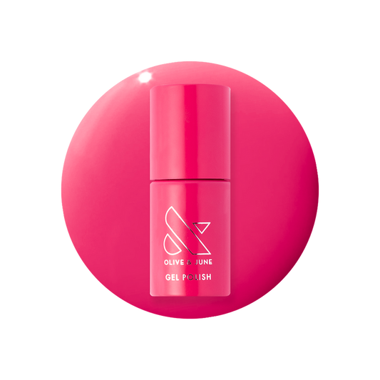 XOXO - Gel bottle in a vibrant hot pink shade for a bold, long-lasting gel manicure at home by Olive and June
