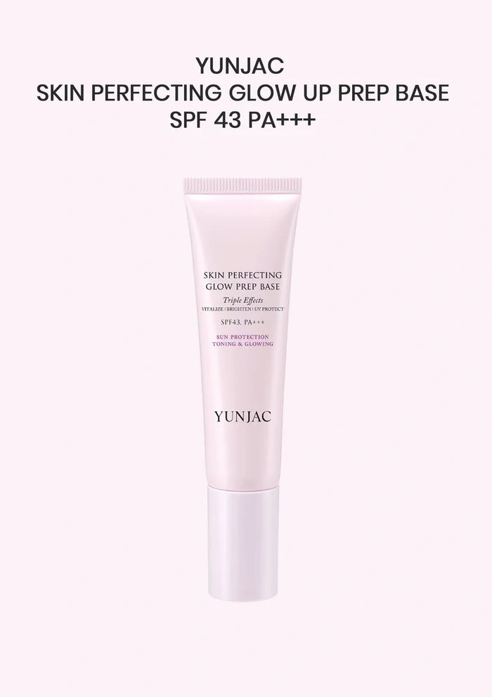 YUNJAC Skin Perfecting Glow Up Prep Base SPF 43 PA+++ on a white background