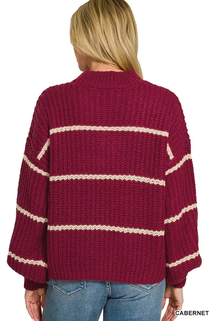Zenana Oversize Striped Sweater